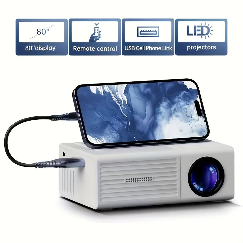 Mini Portable Projector Portable Video Projector with Full HD 4K Support, 720P Local, Smart Tv-Like LCD Display, Compatible with Smartphones/Tablets/Laptops, USB, for Theater, Gaming, Movies