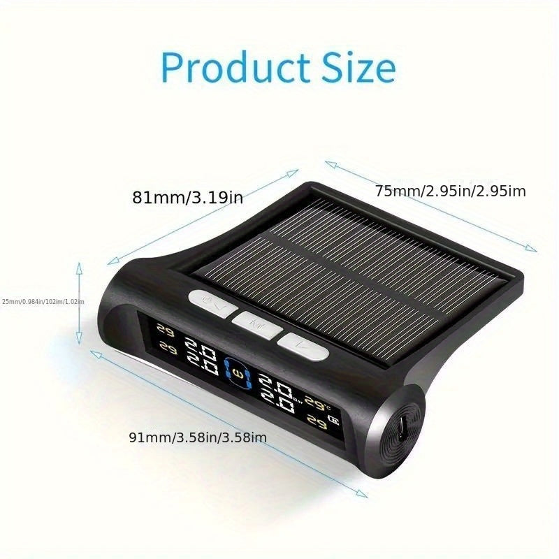 Tire Pressure Monitoring System, TPMS with Solar Charging And USB Charging, 5 Alarm Modes, Real Time Monitoring Pressure And Temperature, Auto And Color Display Screens, Suitable for 4 Wheeled Vehicles