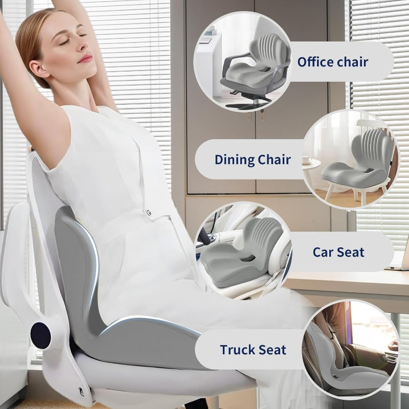 Lotarrotta Ergonomic Seat Cushion with Lumbar Support, Multi-Purpose Orthopedic Seat Pillow for Office Chair, Car, Dining Chair, Truck, Back, Hip, Leg Pain