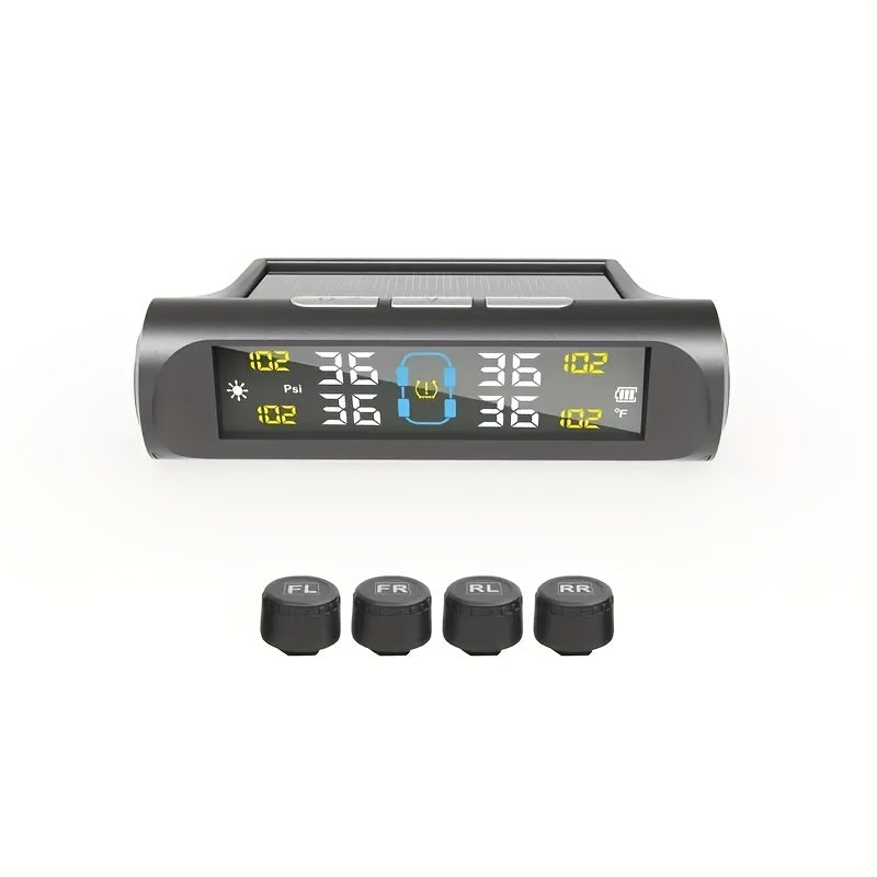 Tire Pressure Monitoring System, TPMS with Solar Charging And USB Charging, 5 Alarm Modes, Real Time Monitoring Pressure And Temperature, Auto And Color Display Screens, Suitable for 4 Wheeled Vehicles