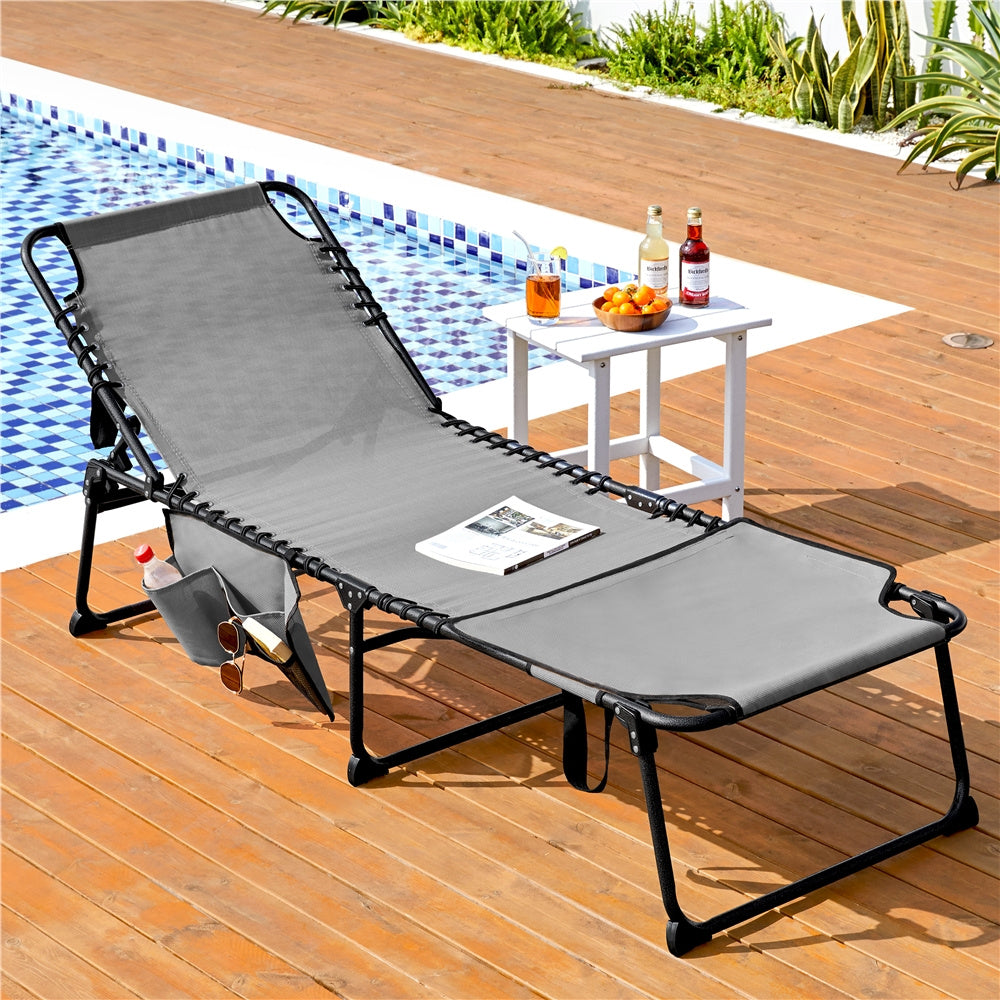 Costoffs 26.4" Tanning Chair with Face Hole, Adjustable 5-Position Folding Chaise Lounge Chairs, Outdoor Lounge Chairs for Lawn, Beach, Patio