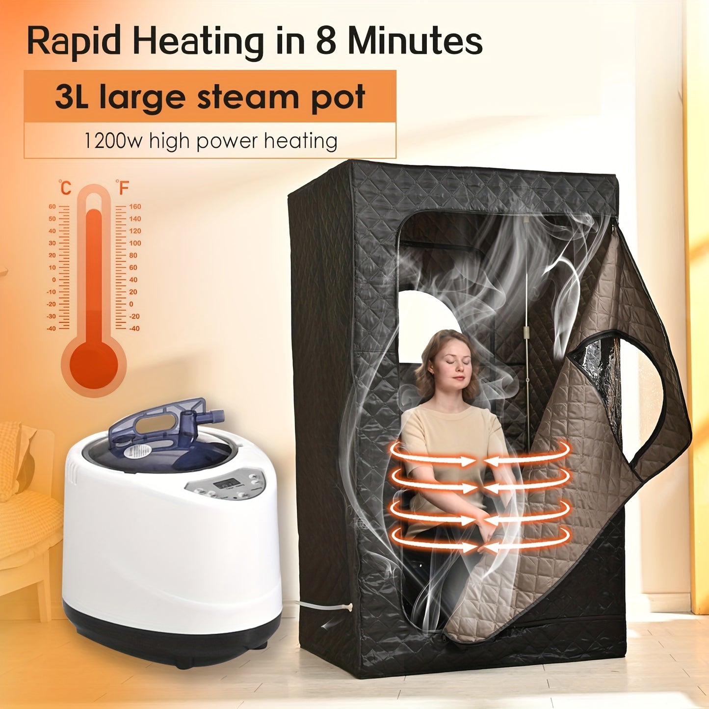 Portable Steam Sauna Box for Home One Person Full Body Sauna Spa with 101.44oz 1200W Steam Generator, Remote Control, Foldable Chair, Home Sauna Tent for Gym, Yoga, Pilates