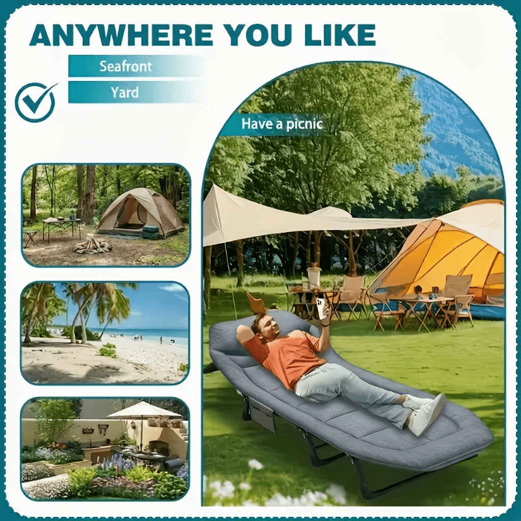 Outdoor Folding Bed, Camping Bed With Mattress, Portable Folding Bed, Weighing 600 Pounds, Handbag, Suitable For Rest, Travel, Garden, Balcony, Courtyard, Outdoor Solely