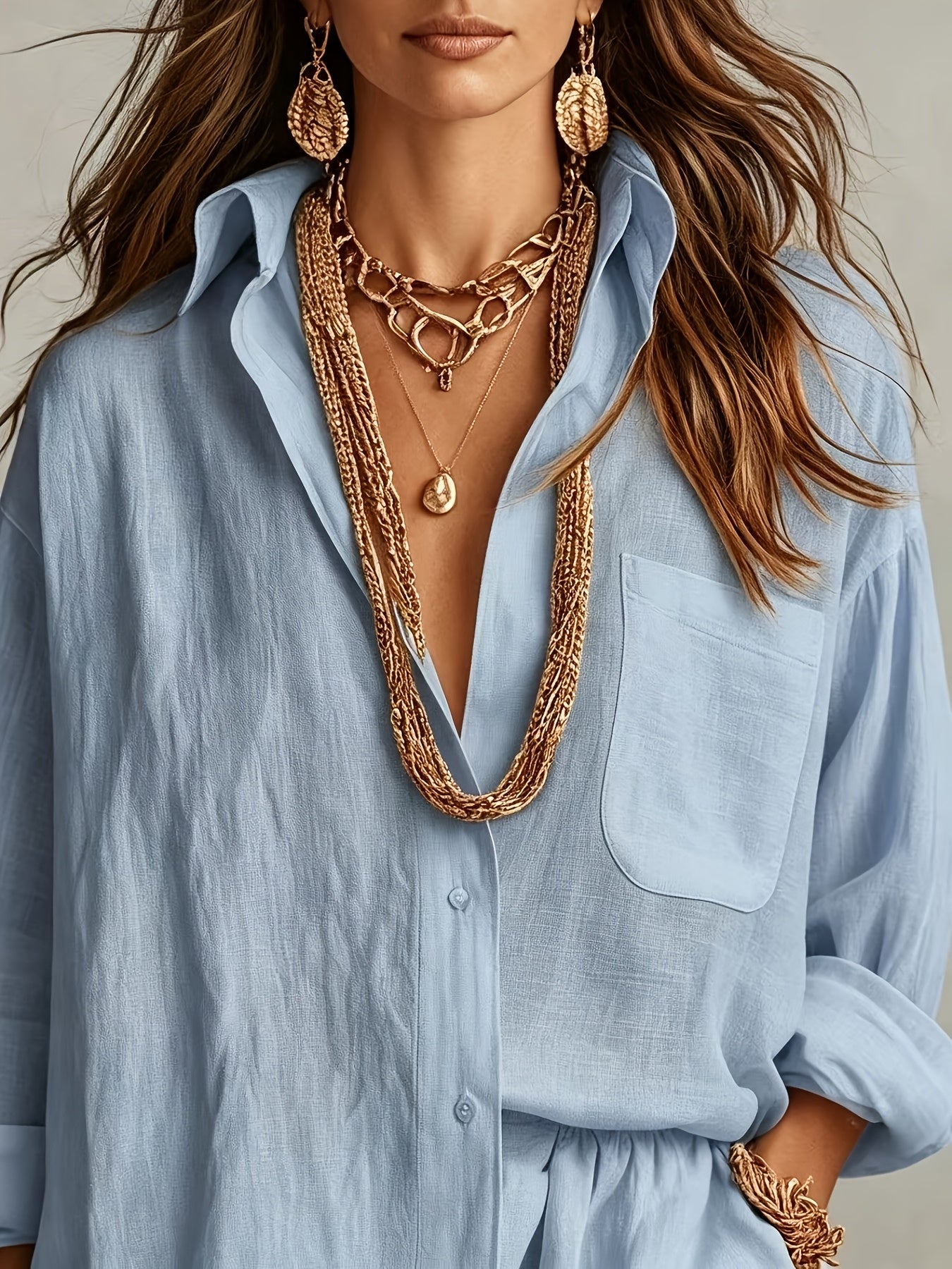 2026 Spring/Summer New European And American Fashion Printed Shirt And Pants 2pcs Set Lazy Style Shirt Set Fashion Solid Color Shorts 2pcs Set Elegant Women's Set