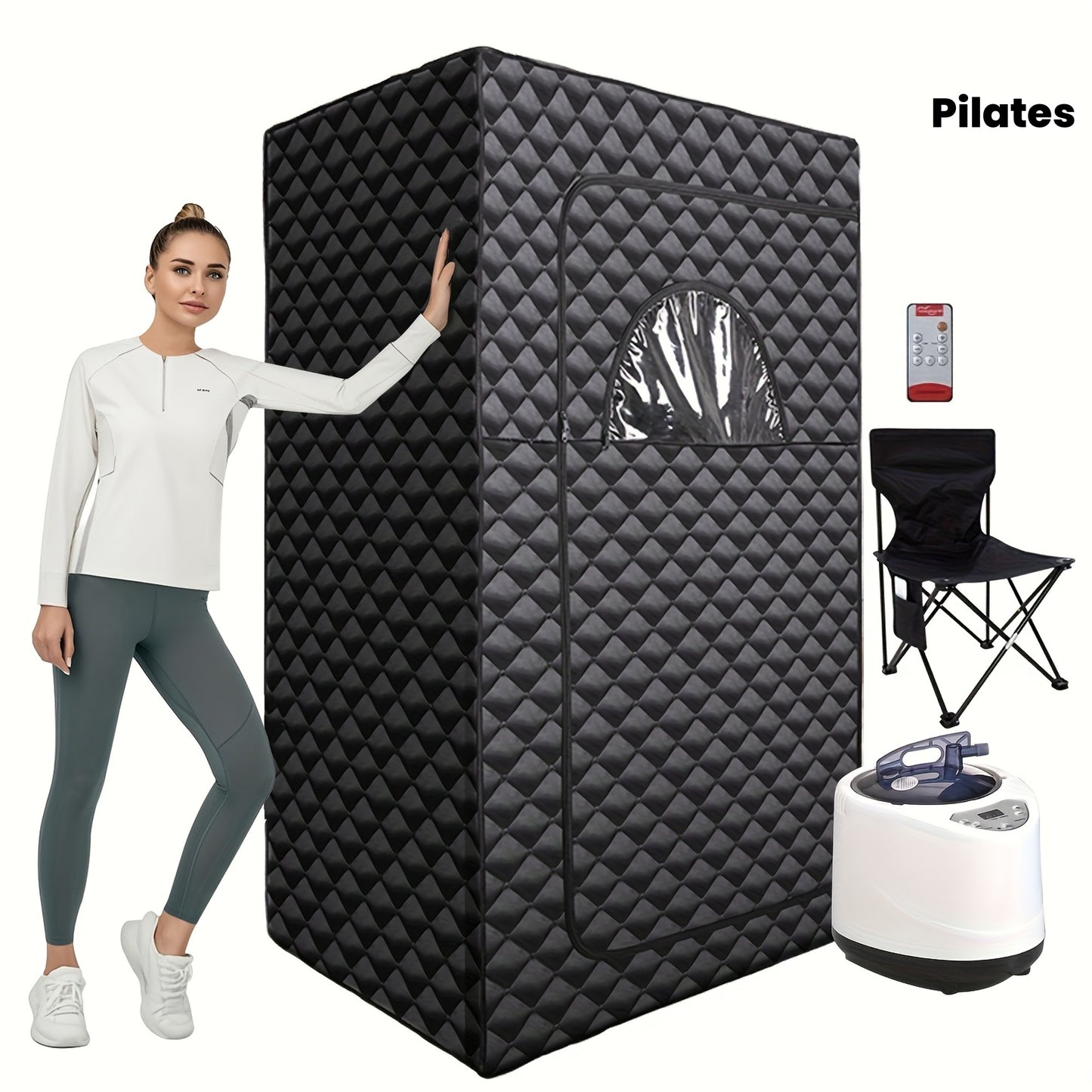 Portable Steam Sauna Box for Home One Person Full Body Sauna Spa with 101.44oz 1200W Steam Generator, Remote Control, Foldable Chair, Home Sauna Tent for Gym, Yoga, Pilates