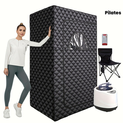 Portable Steam Sauna Box for Home One Person Full Body Sauna Spa with 101.44oz 1200W Steam Generator, Remote Control, Foldable Chair, Home Sauna Tent for Gym, Yoga, Pilates