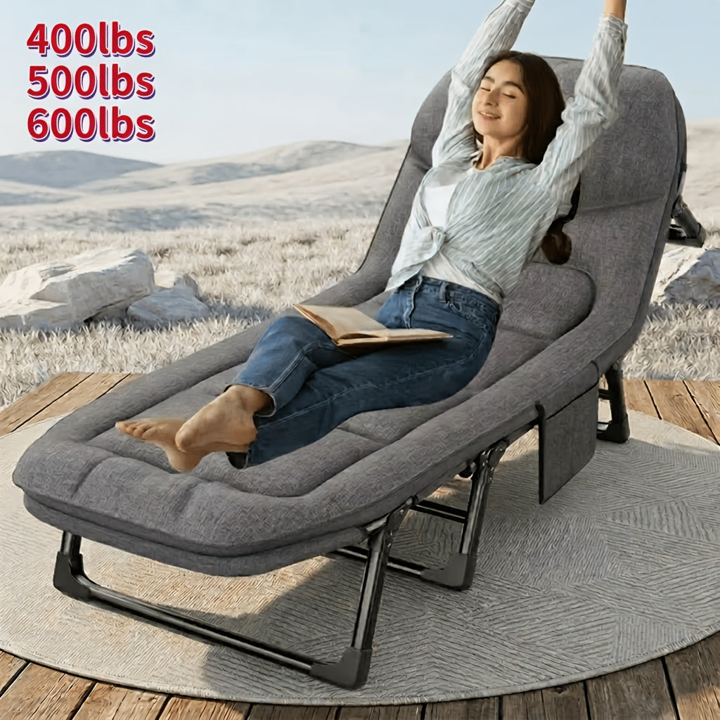 Outdoor Folding Bed, Camping Bed With Mattress, Portable Folding Bed, Weighing 600 Pounds, Handbag, Suitable For Rest, Travel, Garden, Balcony, Courtyard, Outdoor Solely