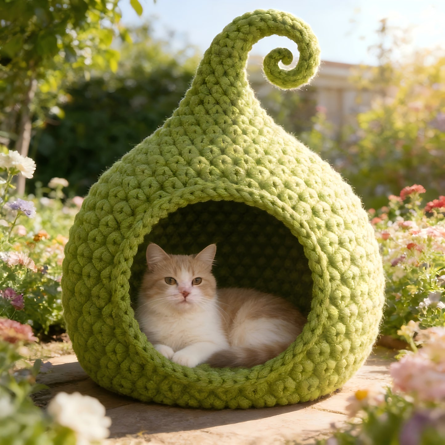 DIY Crochet Amigurumi Avocado Green Elf Hat & Bed Craft Suitable for - Handmade Gift with Step-by-Step Video Tutorial, Avocado-Themed Pet Bedding for Adults, for Halloween, Christmas, Birthdays, Housewarming for Pet Lovers, Mom, Girlfriend