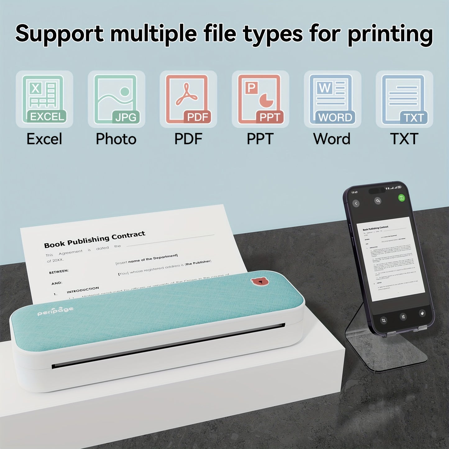 PeriPage Portable Wireless Printer & Scanner Combo - Wireless Thermal Printer for iOS/Android, - Mobile Printing Device Compatible with Smartphones/Tablets, Ink-Free Operation for on-the-Go for, Office, Travel Use (No Ink)